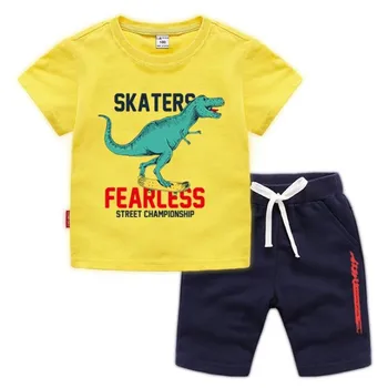 

1-10years Children's short sleeve set boys' summer cartoon printed boy's T-shirt and shorts 2PCS cotton Kids suit Clothing