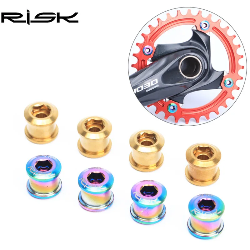 RISK 6.5mm Titanium Bicycle Chain Wheel Screws set MTB BMX Bike Chainwheel Fixed Bolts XT Mountain Gear Bolt Cycling Parts | Спорт и
