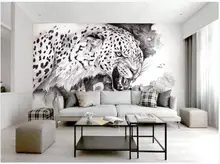 

3d wall murals wallpaper custom mural Black and white sketch leopard animal home decor photo wallpaper for walls in rolls