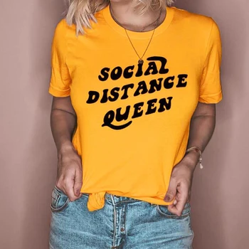 

Social Distance Queen Women T Shirt Quarantine Shirts Cotton Causal Lady Tops Hipster Grunge Short Sleeve Tshirt Dropshipping