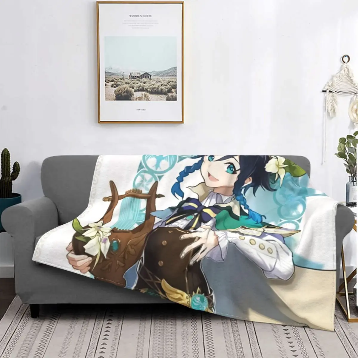 

Genshin Impact Venti Blanket Game Anime Plush Warm UltraSoft Flannel Fleece Throw Blanket For Sofa Bedspread Velvet Couch Art