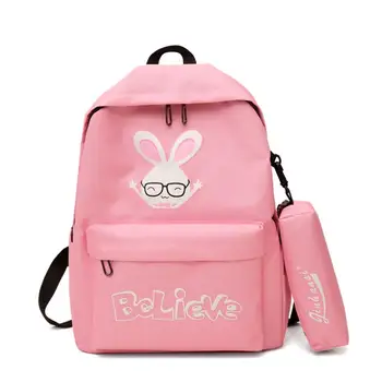 

Drop shipping Rabbit Backpack 3D printing travel softback women mochila School Candy color backpack notebook girls backpacks