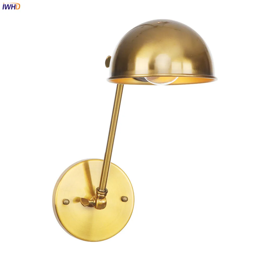 

IWHD Loft Industrial Decor Retro LED Wall Light Fixtures Bedroom Cafe Stair Gold Swing Long Arm Wall Lamp Sconce Wandlamp Edison