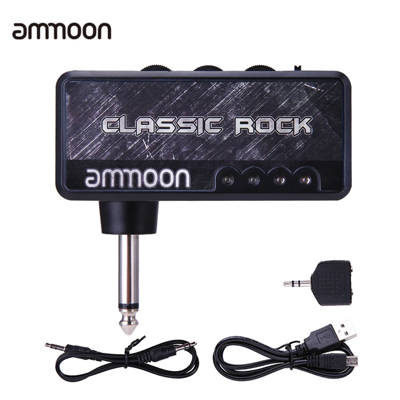 Ammoon-amplificador de guitarra eléctrica portátil, Mini auriculares con efecto de distorsión incorporado, accesorios de guitarra
