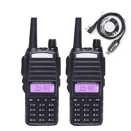 2 шт./лот BaoFeng UV-82 рация 136-174 МГц и 400-520 МГц двухстороннее радио UV82 FM приемопередатчик - Цвет: Black-2pcs-USB
