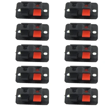 

10pcs/pack 2 Way Terminal Block Plate Stereo Speaker Amplifier Push Connector Audio Cable Board Jointing Clamp Strip Durable