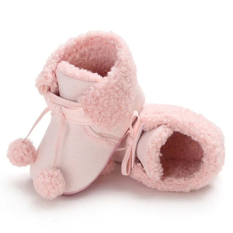

Winter Newborn Baby Girls Boy Booties Cute Infant Soft Plush Anti Slip Snow Boots Warm Ball Baby Soft Sole Shoes
