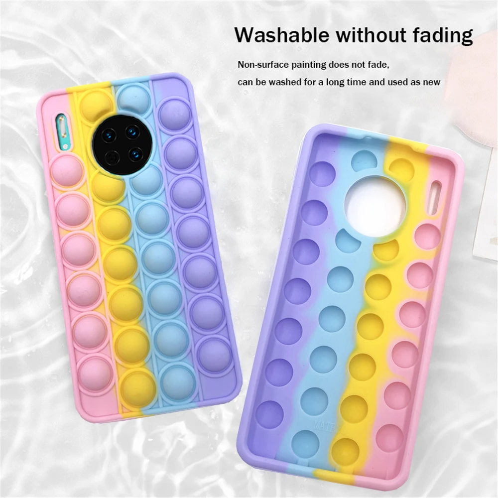 Push Bubble Fidget Toys Soft Phone Case Cover for Huawei P30 P40 Mate 30 Y9 2019 P Smart Plus Nova 8 Stress Reliver Toy | Мобильные