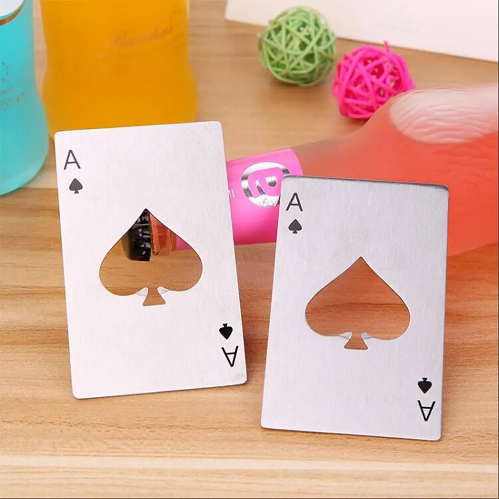 

DishyKooker Creative Poker Card Shaped Bottle Opener Stainless Steel Beer Wine Openers Cap Lifter Bar Kitchen Tool