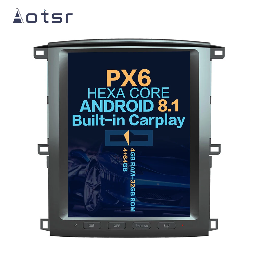 

Aotsr Tesla 12.1” Vertical screen Android 8.1 Car DVD Multimedia player carplay GPS Navigation For Toyota Lander Cruiser LC100