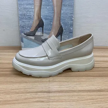 

New 2020 Brand Women Casual Patent Leather Flat Loafers Slip On Sneakers Woman Fashion Female Platform Ladies Shoes 9H247