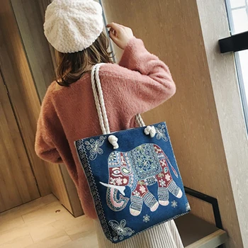 

2019 Bolsa Feminina Personality Cartoon Pattern Canvas Large Capacity Travel Retro Practical Shoulder Bag New Bags For Women