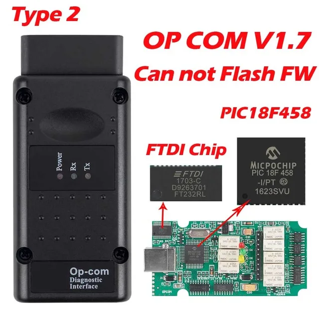 Op com V1.65 V1.78 V1.99 с PIC18F458 FTDI op-com OBD2 автоматический диагностический инструмент для Opel OPCOM шина сети локальных контроллеров V1.7 может быть обновление вспышки - Цвет: Type 2
