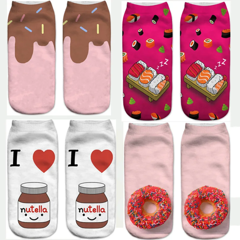 3 пары = 6 шт., новые носки с принтом еды, Забавные милые носки с принтом фри, пиццы, бургера, подарок, сетчатые красные Модные женские хлопковые носки