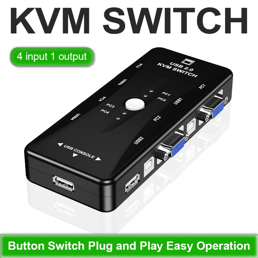 KVM-переключатель USB 2 0 4 порта VGA-разветвитель принтер мышь клавиатура