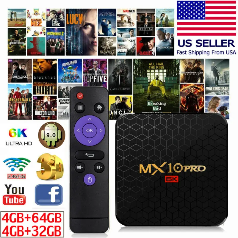 ТВ-бокс SMART Android 9,0 6K MX10 Pro WiFi KDLPAY Quad основной игрок HDMI 2,0 медиа