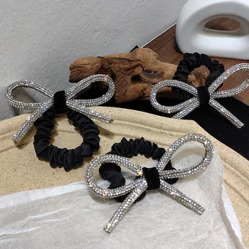 South Korea’s Dongdaemun Shiny diamond-studded bow hair ring head rope ins fashionable wild sweet tie hair rubber band Women