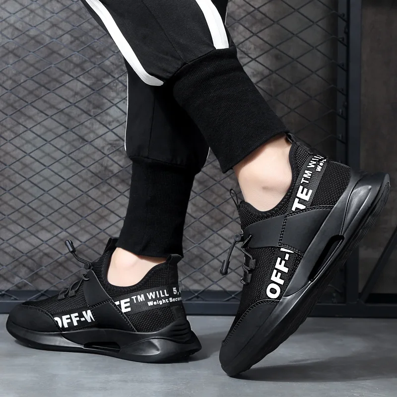 

2019 Spring New Style Trend Shoes MEN'S SHOES Casual Comfortable Breathable Black And White with Pattern Mesh Casual Sports Shoe