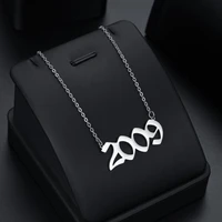 Stainless Steel 1980-2021 Birth Year Necklaces for Women Men Choker Date Number Pendant Necklace Jewelry Commemorat Gift 3