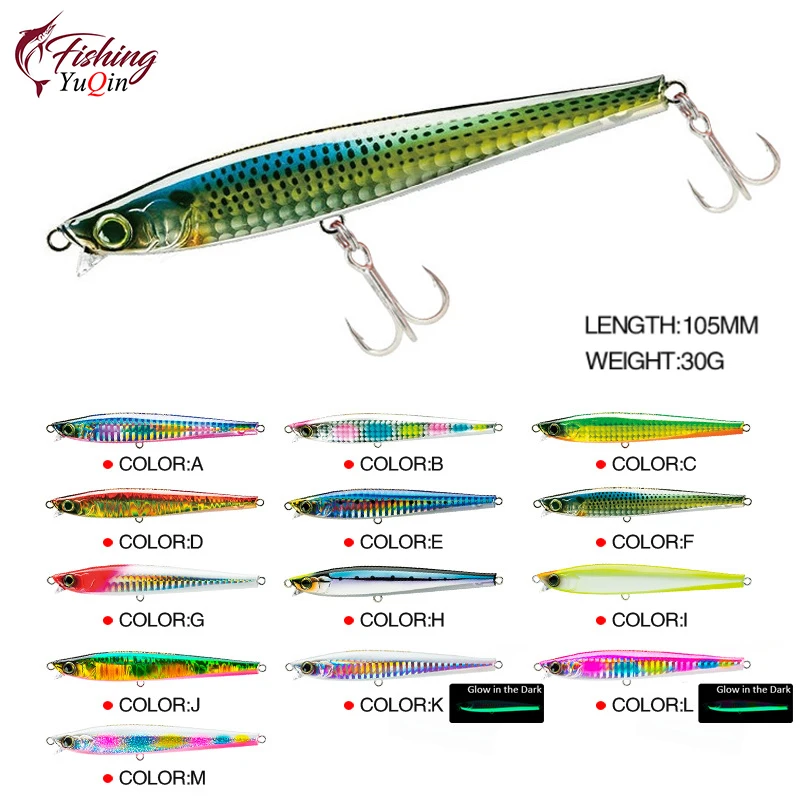 

Minnow Slow Sinking Fishing Lures 105mm 30g Jerkbait Bass Pike Carkbait Wobblers Swimbait Professional Bait Fishing Accessories