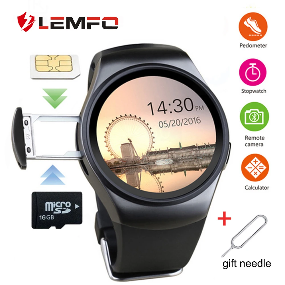 

LEMFO KW18 Bluetooth Smart Watch Men Women Support Pedometer Heart Rate Monitor SIM LET 3G TF Card BT 4.0 Smartwatch Android IOS