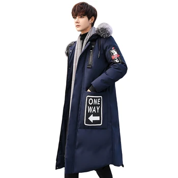 

2020 Fashion Winter Jacket Men Hooded Fur Parka Men Warm White Duck Down Jacket Plus Size 3XL Streetwear Coat Men Long