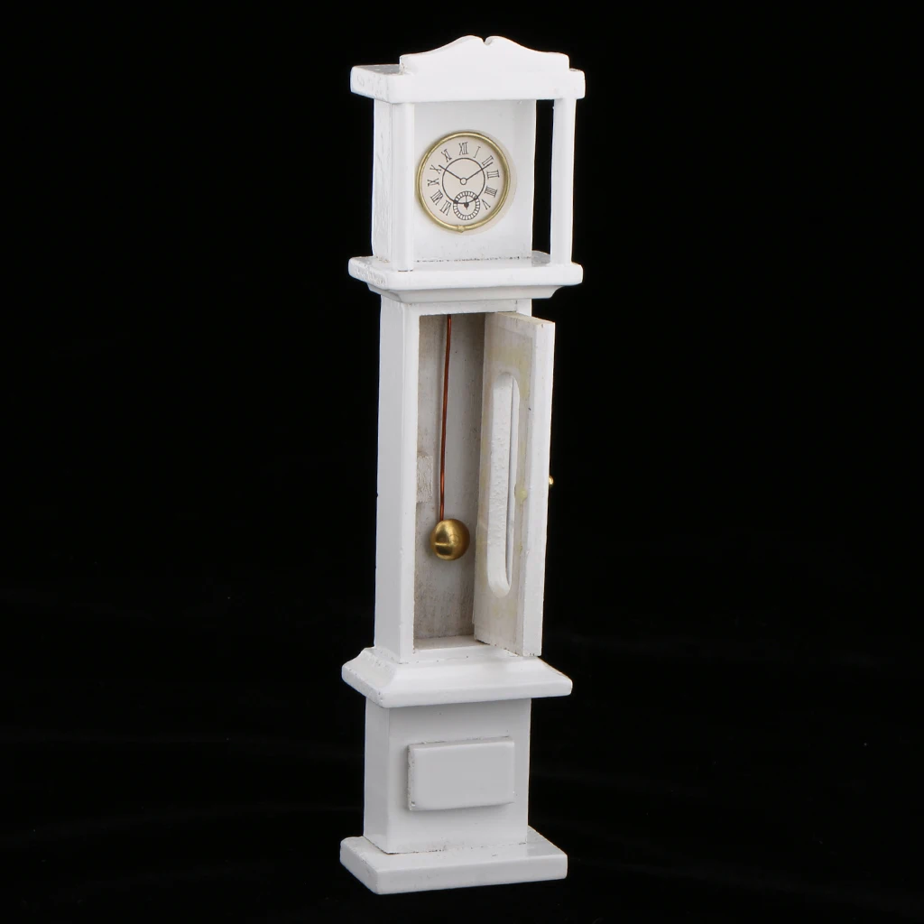 1/12 Dollhouse Miniature Room Furniture Vintage White Grandfather Clock
