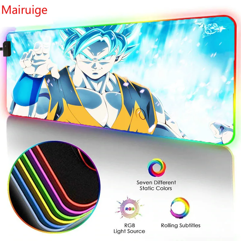 

Mairuige Anime Mouse Pad Dragon Ball RGB Large Mouse Pad LED Luminous Color Lighting Computer Notebook Office Game Desk 90x40