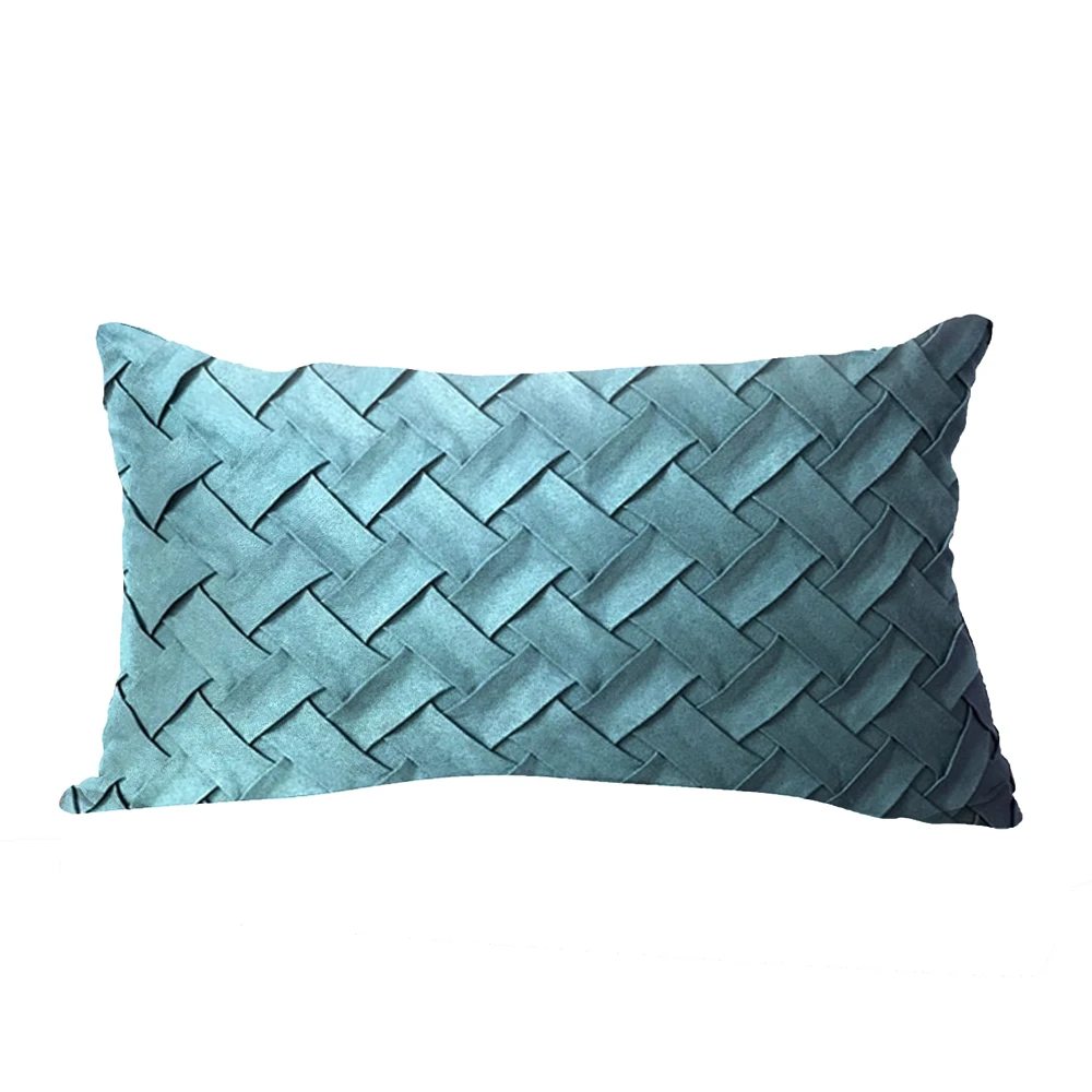 Weave Pattern Suede Fabric Sofa Pillowcase Home Sofa Pillow Case Living Room Bedroom Cushion Cover Pillowcase Home Decorative - Цвет: Синий