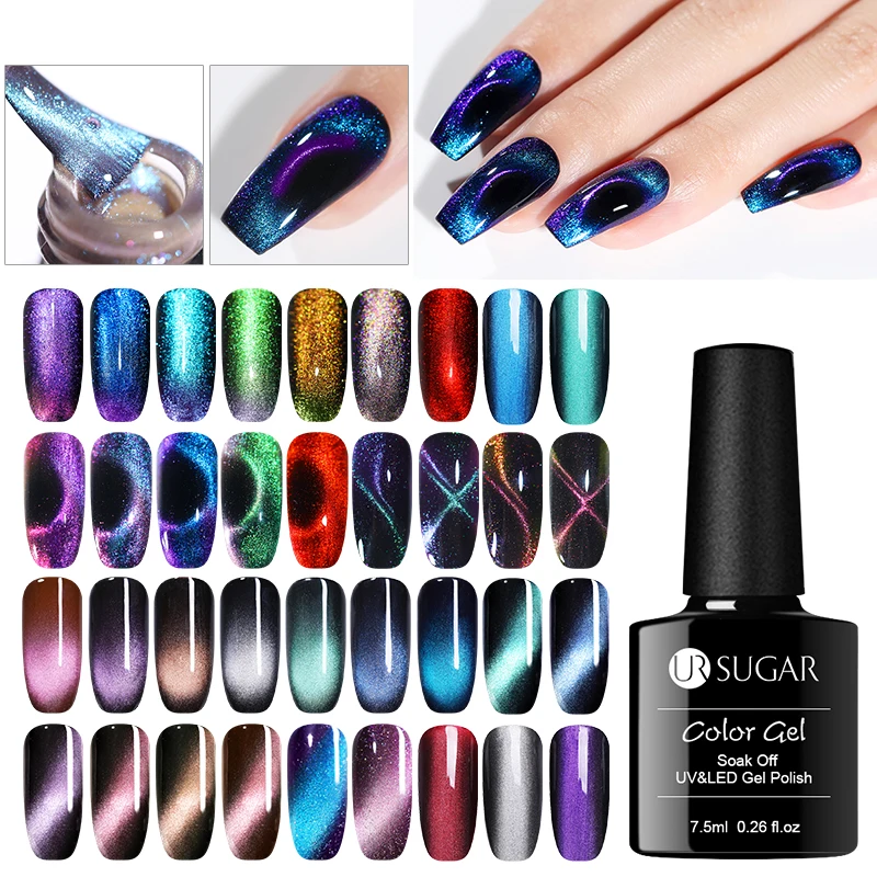 

UR SUGAR 7.5ml 9D Chameleon Magnetic Gel Nail Polish Long Lasting Shining Laser Cat Eye Nail Art Gel Soak Off UV LED Gel Varnish