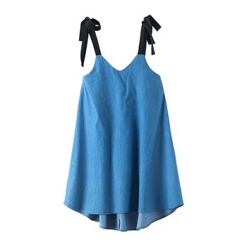 

New 2020 Girls Camisole Dress Personality Baby Girls Summer Dresses Fashion Kids Blue Denim Dresses for Girl 6 8 10 12 14 16 Yrs