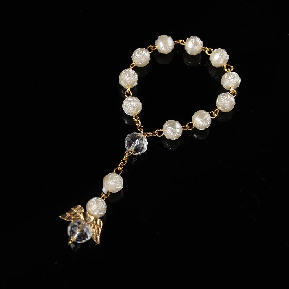 Ангел подарки на крещение единый цвета слоновой кости сувениры recuerditos para bautizo finger rosaries крестины сувениры Причастие - Окраска металла: gold