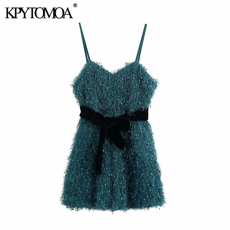 

Vintage Stylish Fringed Bow Tie Velvet Sashes Playsuits Women 2020 Fashion V Neck Back Zipper Spaghetti Straps Female Jumpsuits