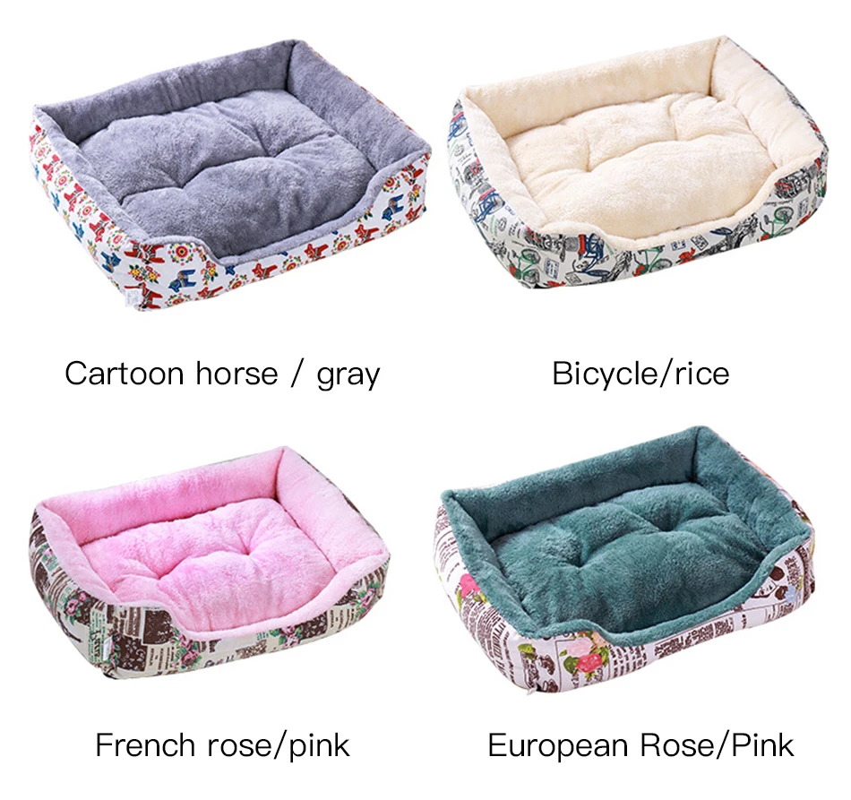 Small And Medium Dog Kennels Dog Beds For Medium Dogs Winter Warm Square Dog Mat Pet Dog Cat Puppy Cotton Nest