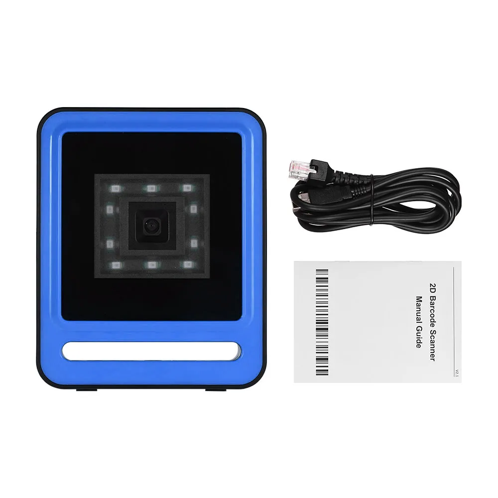 Aibecy 1D 2D QR Barcoder сканер Настольный всенаправленный Hands-free USB проводной считыватель штрих-кода для супермаркета розничного магазина - Цвет: Blue