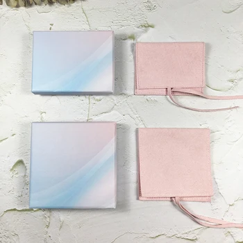 

jewelry packagingLuxury Envelope Flap MicroFiber Suede velvet pink Jewelry Pouch with box set