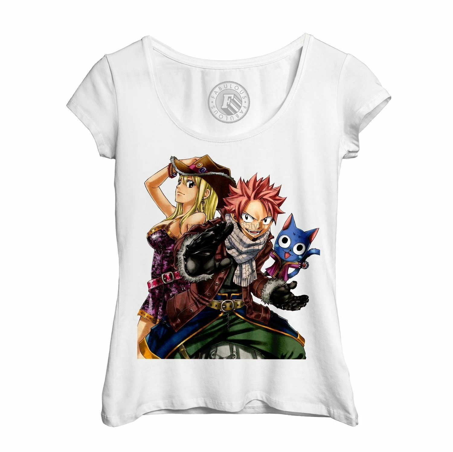 Футболка Femme Col Rond Echancre fairy tail natsu lucy happy manga sorcier | Мужская одежда
