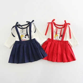 

Cute Baby Girls Sling Dress+Inner Shirt
