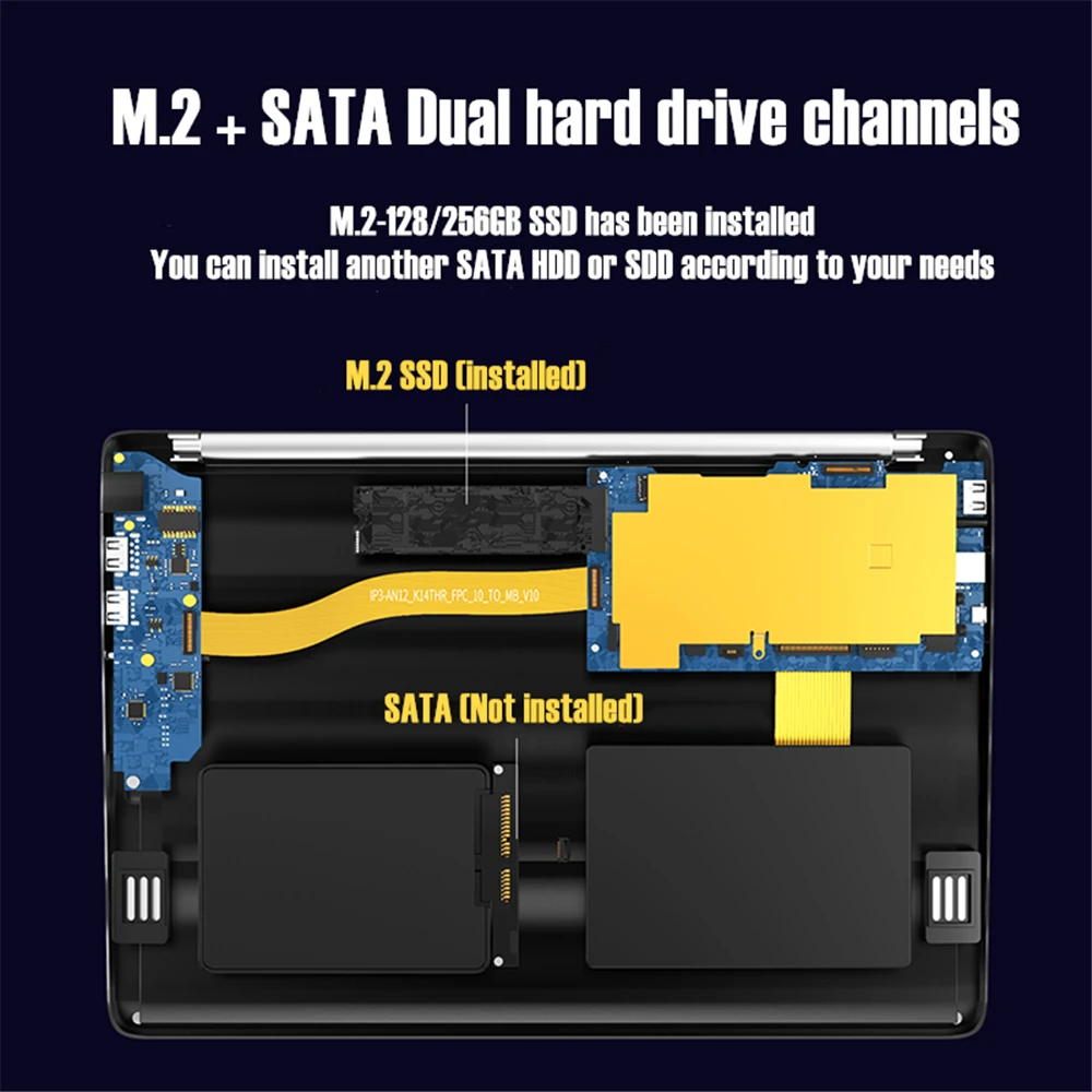 KUU 14 1 дюймов Intel N3450 четырехъядерный 8 Гб DDR4 RAM 256 ГБ SSD ноутбук IPS полная раскладка