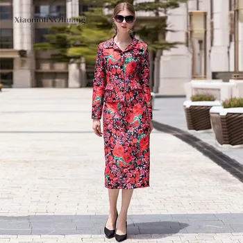 

Xiaomoli Baby collar red rose fashion printing set 2020 new women's two piece set in winter and spring