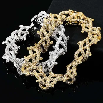 

ins hip hop man Thorns Cuban Chain punk Bracelet crystal bracelet mens jewellery Chain & Link Bracelets
