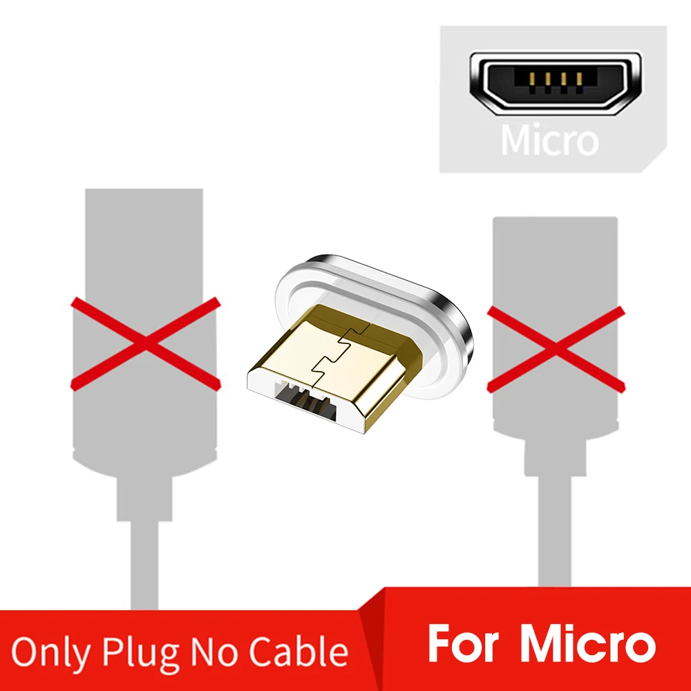 Only Micro B Plug Магнитный зарядный кабель для IPhone XR XS MAX X 8 7 6S Plus, 1 м, магнитное зарядное устройство, Micro USB кабель, usb type-C, проводные кабели - Цвет: Only Micro B Plug