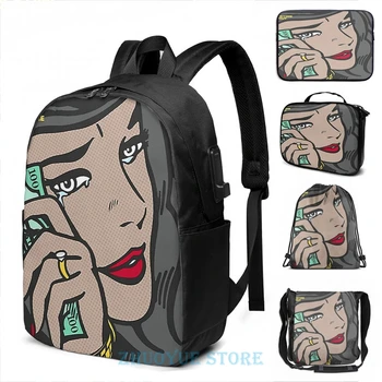 

Funny Graphic print Summertime Shootout 2 USB Charge Backpack men School bags Women bag Travel laptop bag