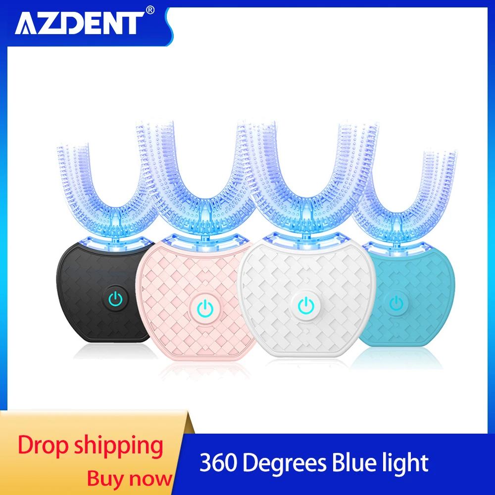 Petulance Demon wijsheid Azdent 360 Degrees Automatic Sonic Electric Toothbrush U Type 4 Modes Brush  USB Charging Tooth Whitening Blue Light|Electric Toothbrushes| - AliExpress