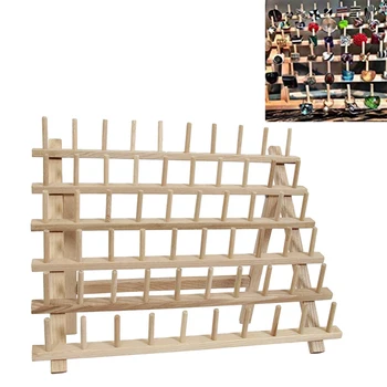 

Sewing Thread Rack Wooden Holder Sewing String Organizer Solid Wood Foldable Thread Frame