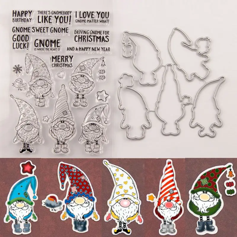 

Santa Claus Seal Stamp with Cutting Dies Stencil Set DIY Scrapbooking Embossing Photo Album Decorative Paper Card Craft Art