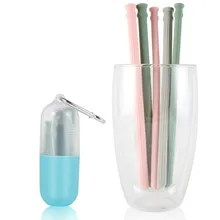 Складная силиконовая складная многоразовая соломинка с чехол для переноски и щеткой для чистки путешествия домой, офисные аксессуары для кухни
