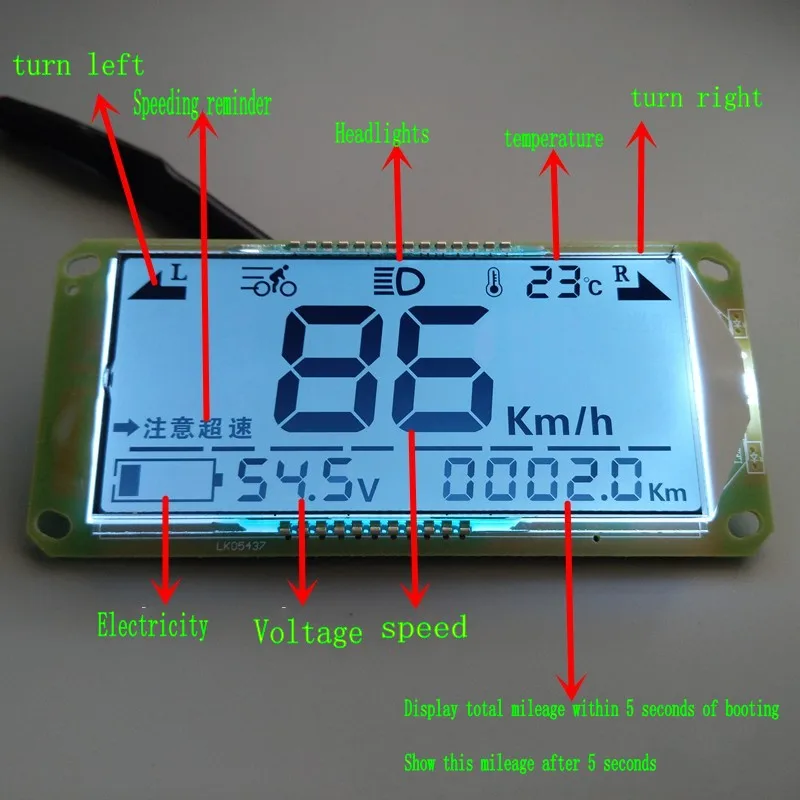 DANIU 48 в 60 в 72 в ЖК-дисплей батарея автомобиля электрический инструмент панель Универсальный счетчик электроэнергии вольтметр одометр спидометр