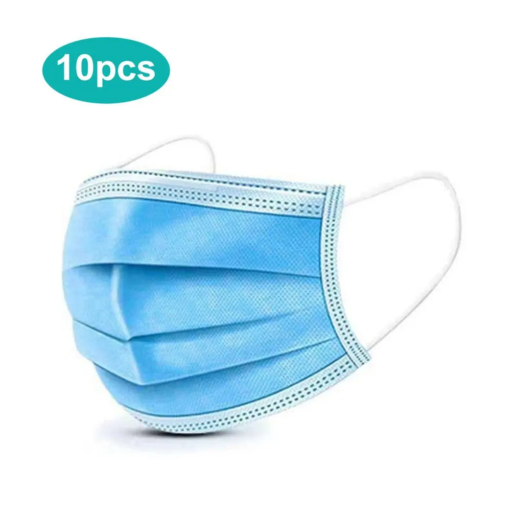 

Adult Mask PM2.5 Meltblown Filter Disposable Mask Protective Face Mask Three Layer Filter Non Woven Anti Dust Mask 10Pcs