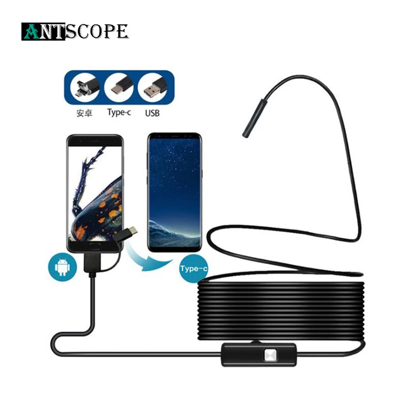 

Antscope 5.5mm Lens Type C USB Endoscope Mini Camera Soft/Hardwire Inspection Camera Waterproof With 8 LED 1/2/5/10M Endoscope30